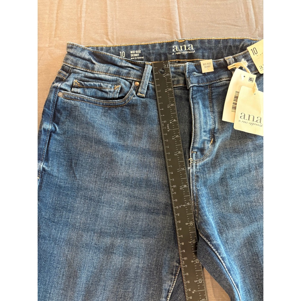 ANA A New Approach Mid-Rise Skinny Jeans Size 10 Medium Wash Blue Denim NWT - Picture 7 of 11